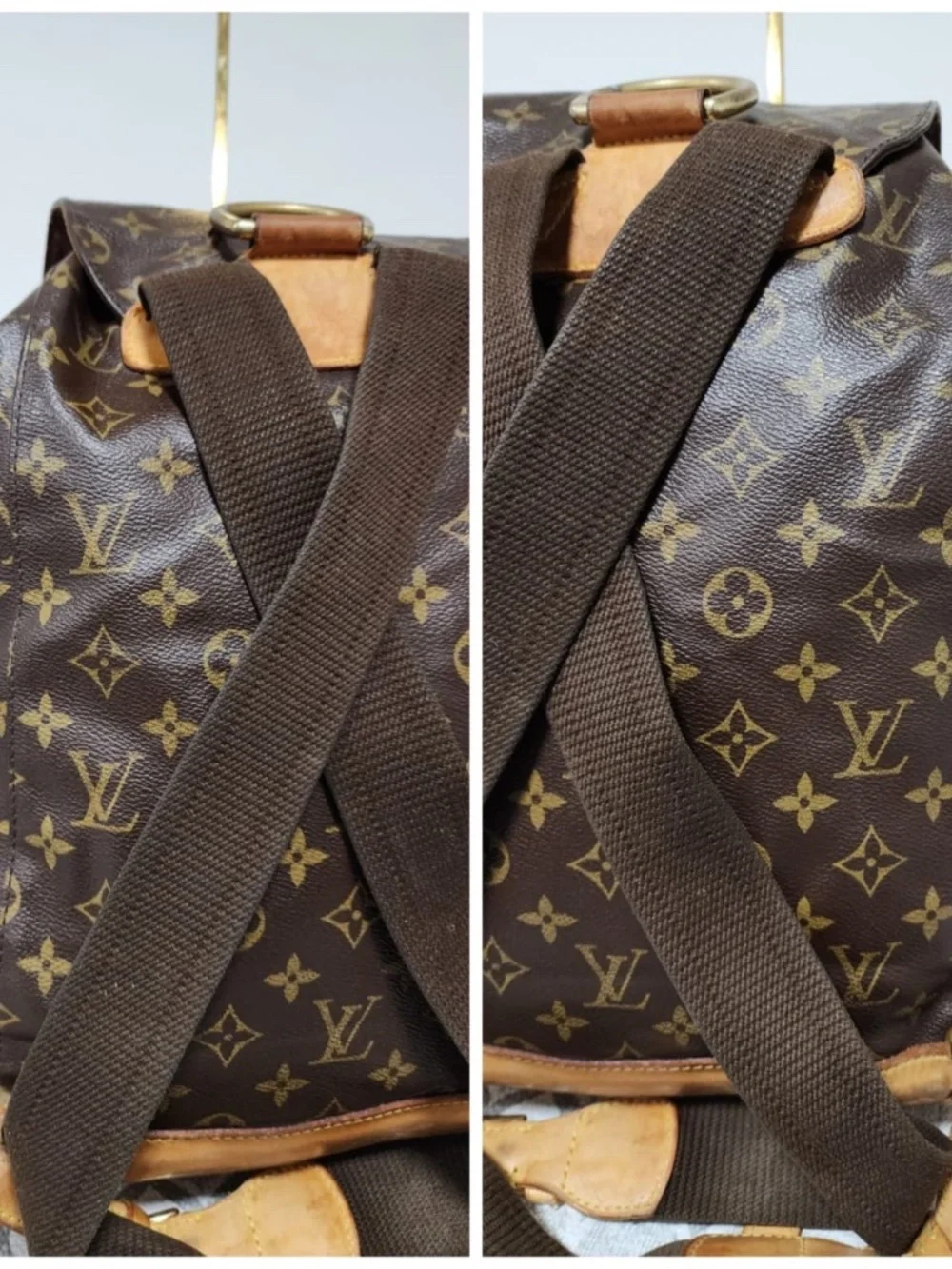 Authentic LOUIS VUITTON Monogram Montsouris GM Backpack Brown
